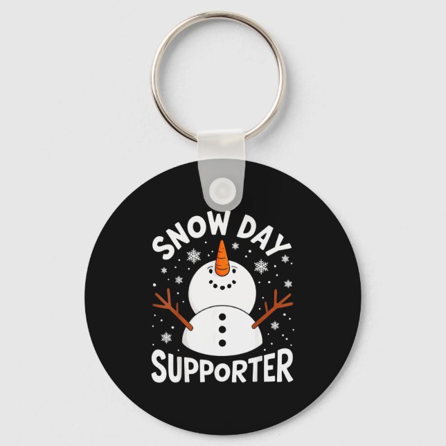 Funny Snow Day Supporter Snowflake Christmas Winte Key Ring (Front)