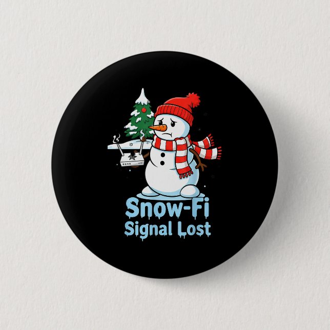 Funny Snow-fi Signal Lost Snowman Christmas Design 6 Cm Round Badge (Front)
