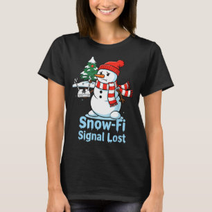 Funny Snow-fi Signal Lost Snowman Christmas Design T-Shirt