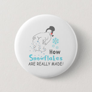 Funny Snow How Snowflakes Are Really Made  6 Cm Round Badge