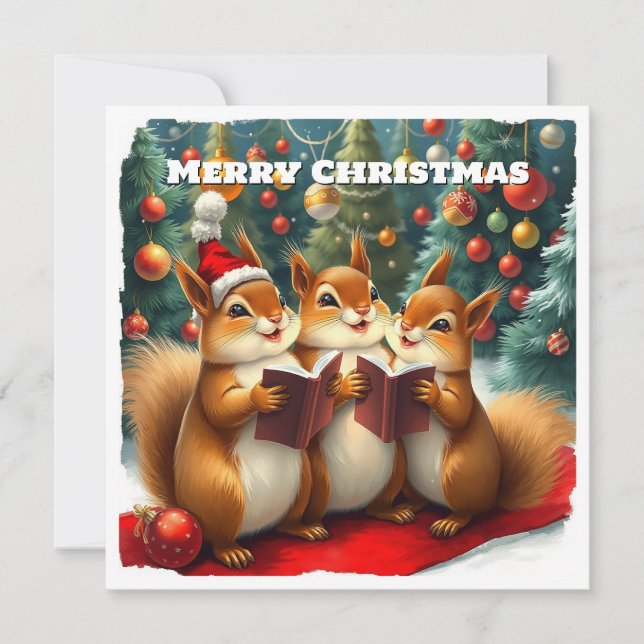 Funny Snow Nature Woodland Animals Christmas Holiday Card (Front)