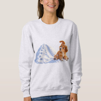 Funny Snow Slide Puppy Women's Sweatshirt