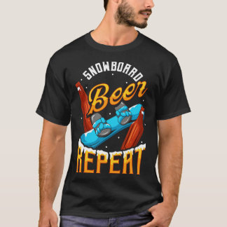 Funny Snowboard Beer Repeat Snowboarding T-Shirt