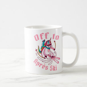 Funny snowboard ski skiing unicorn off to après coffee mug