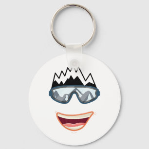 Funny Snowboard Snowboarder Skiing Face Funny Ski Key Ring