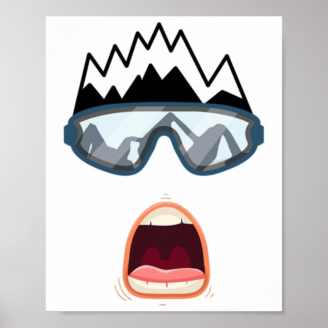 Funny Snowboard Snowboarder Skiing Face Funny Ski  Poster (Front)