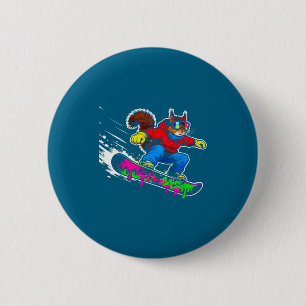 Funny Snowboard Squirrel Outfit Mount Animal Pets 6 Cm Round Badge