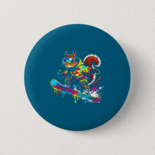 Funny Snowboard Squirrel Outfit Mount Animal Pets 6 Cm Round Badge