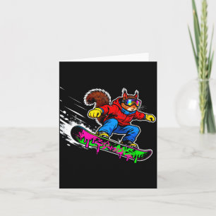 Funny Snowboard Squirrel Outfit Mount Animal Pets Card