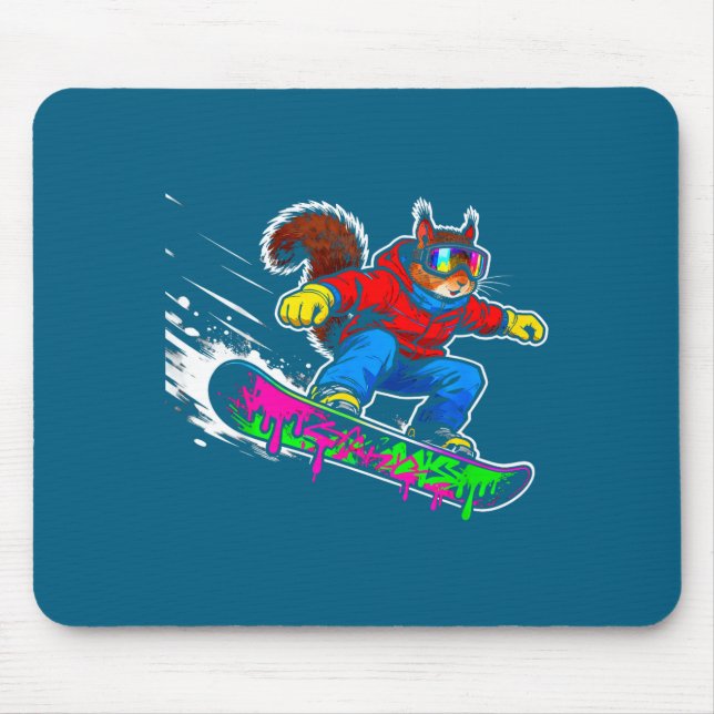 Funny Snowboard Squirrel Outfit Mount Animal Pets  Mouse Mat (Front)