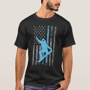 Funny Snowboarding American Flag Snowboarder For W T-Shirt