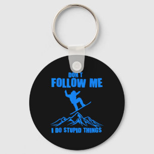 Funny Snowboarding Gift Men Women Cute Snowboarder Key Ring