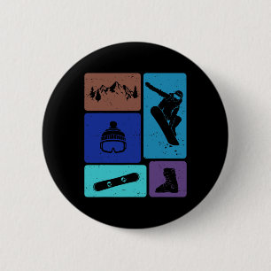 Funny Snowboarding Lover Snowboarder Winter Sports 6 Cm Round Badge