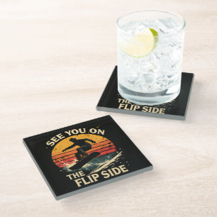 Funny Snowboarding - See You On The Flip Side Glass Coaster