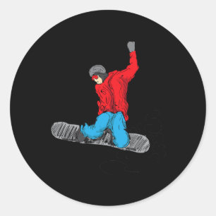 Funny Snowboarding Shirt - Snow Boarder Lovers Gif Classic Round Sticker