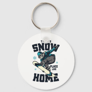 Funny Snowboarding Shirt There's Snow Place Like H Key Ring