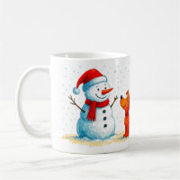 Funny Snowman and Dog Winter