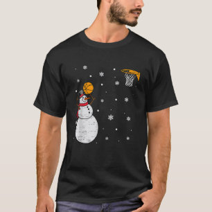 Funny Snowman Basketball Christmas Xmas Sports Men T-Shirt
