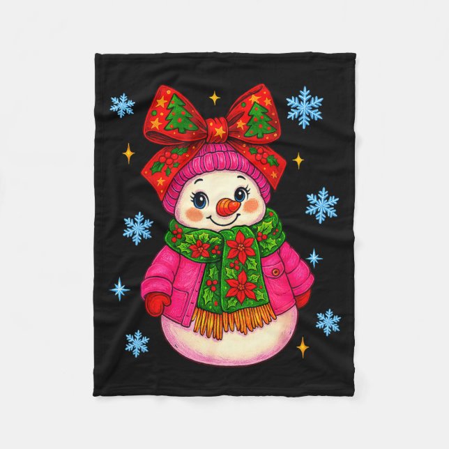 Funny Snowman Christmas Costume Cute Toddler Girl  Fleece Blanket (Front)