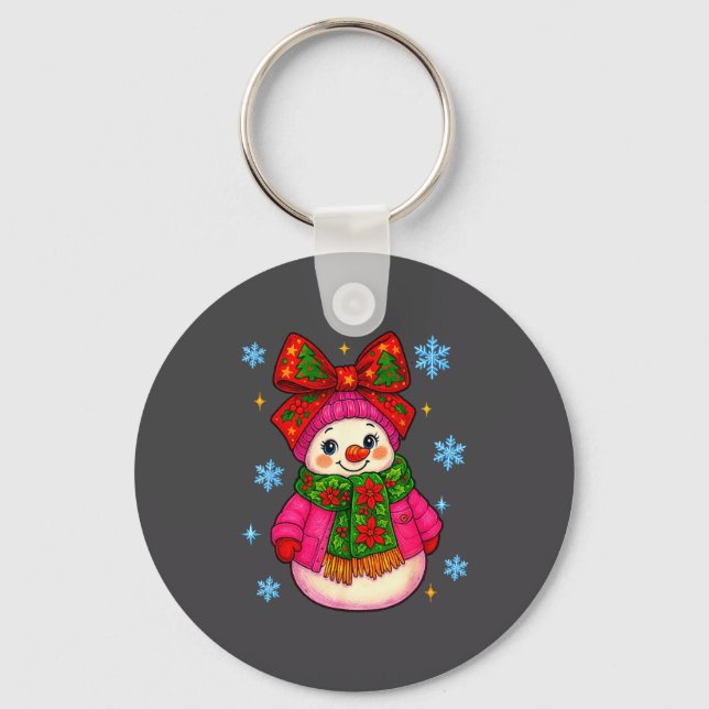 Funny Snowman Christmas Costume Cute Toddler Girl  Key Ring (Front)