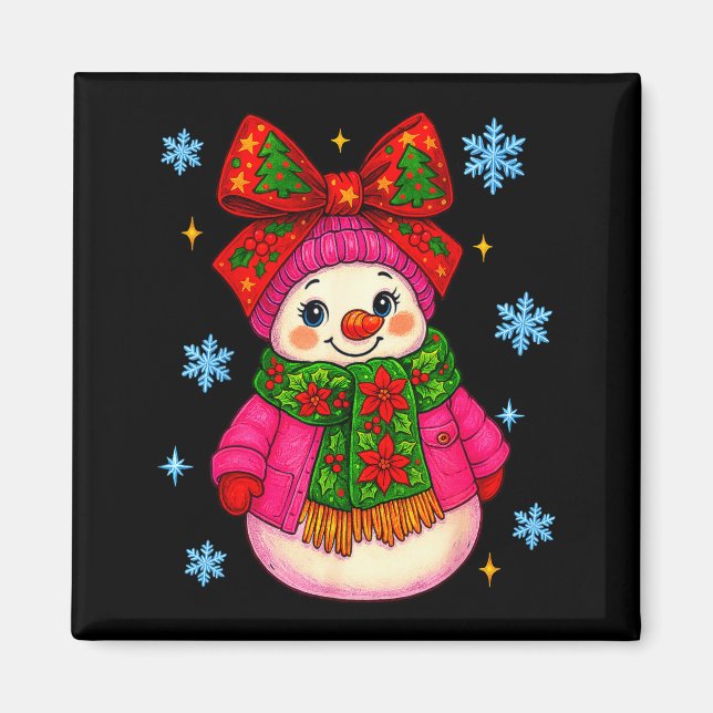 Funny Snowman Christmas Costume Cute Toddler Girl  Magnet (Front)