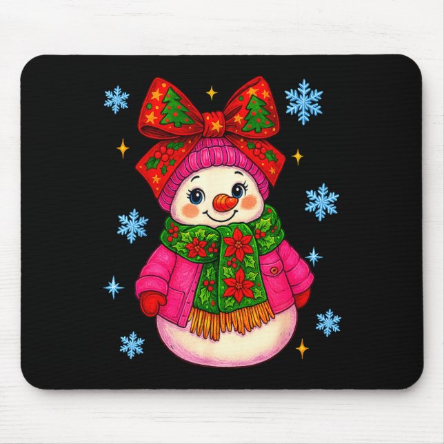 Funny Snowman Christmas Costume Cute Toddler Girl  Mouse Mat (Front)
