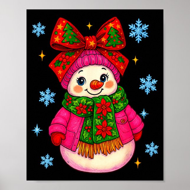 Funny Snowman Christmas Costume Cute Toddler Girl  Poster (Front)