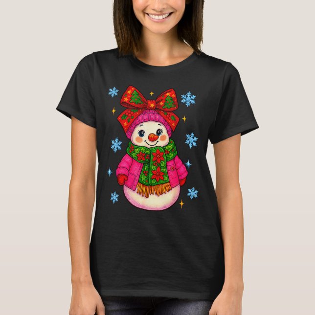Funny Snowman Christmas Costume Cute Toddler Girl  T-Shirt (Front)