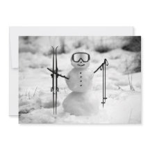 Funny Snowman Christmas Winter Sports Skiing Trip 