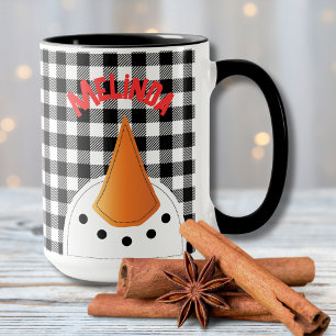 Funny Snowman Face Bold Holiday Gift Personalized Mug