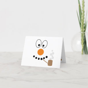 Funny Snowman Face Cartoon Christmas Holiday Card