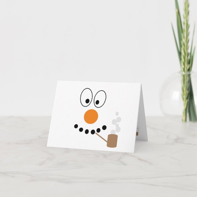 Funny Snowman Face Cartoon Christmas Holiday Card (Front)