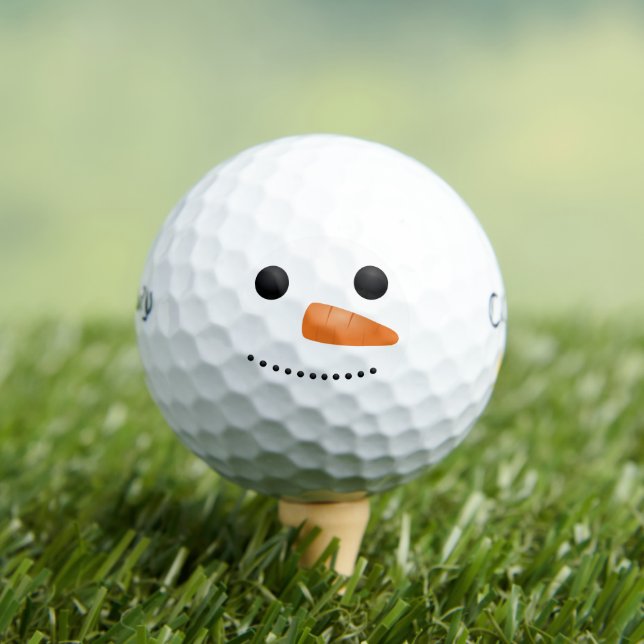 Funny Snowman Face Golfer Gift Golf Balls (Insitu Tee)