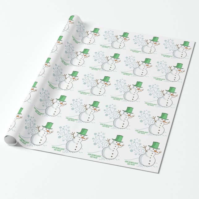 Funny Snowman Farts Snowflakes Wrapping Paper (Unrolled)