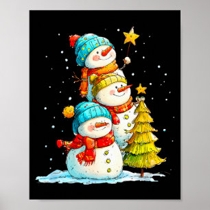 Funny Snowman For Women Men Kids Family Youth Chri Poster