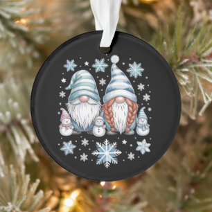 Funny Snowman Gnomies With Snowflakes Cute Winter  Ornament