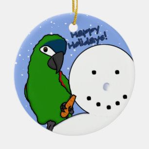 Funny Snowman Hahn's Macaw Ornament