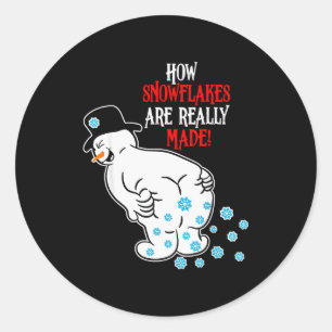Funny Snowman How Snowflake Are Really Made Christ Classic Round Sticker