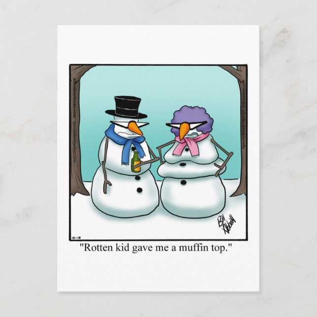 Funny Snowman Humour Holiday Postcard (Front)