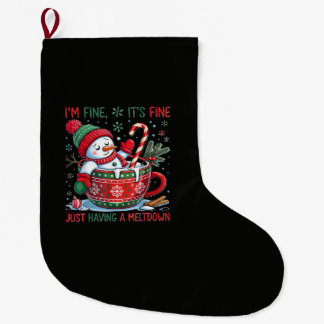 Funny Snowman Large Christmas Stocking
