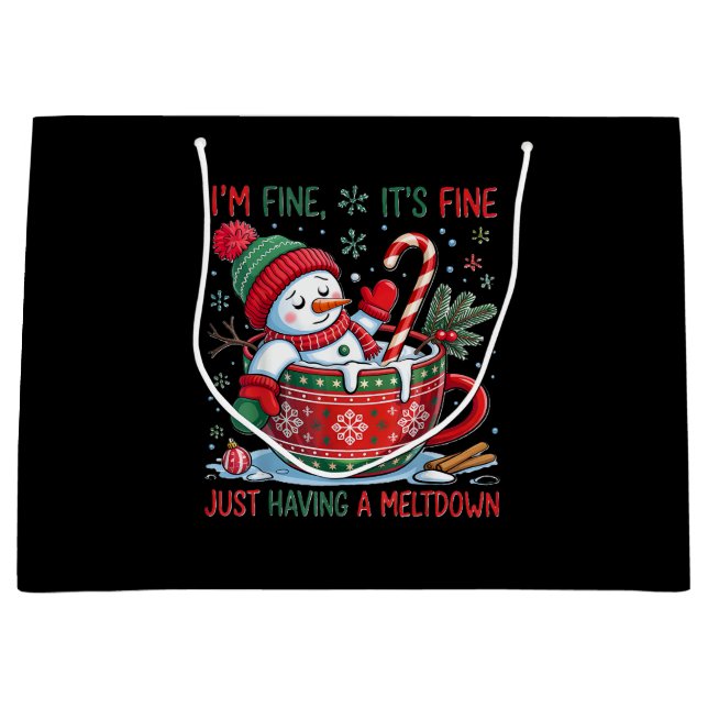 Funny Snowman Large Gift Bag (Front)