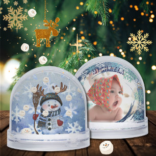 Funny Snowman Marshmallow Custom Photo snow globe