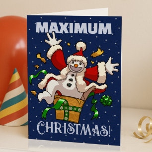 Funny Snowman Maximum Christmas Surprise Cartoon Holiday Card