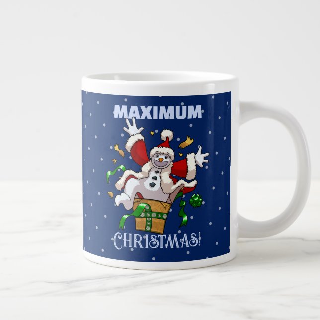 Funny Snowman Maximum Christmas Surprise Cartoon Large Coffee Mug (Right)