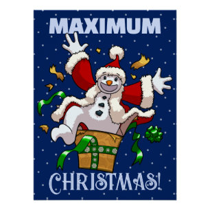 Funny Snowman Maximum Christmas Surprise Cartoon Poster