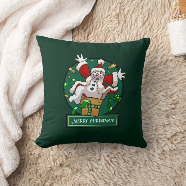 Funny Snowman Merry Christmas Surprise Cartoon Cushion (Blanket)