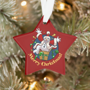 Funny Snowman Merry Christmas Surprise Cartoon Ornament