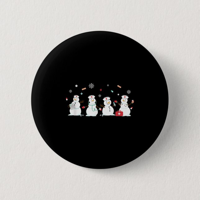 Funny Snowman Nurse Christmas Healthcare Holiday N 6 Cm Round Badge (Front)