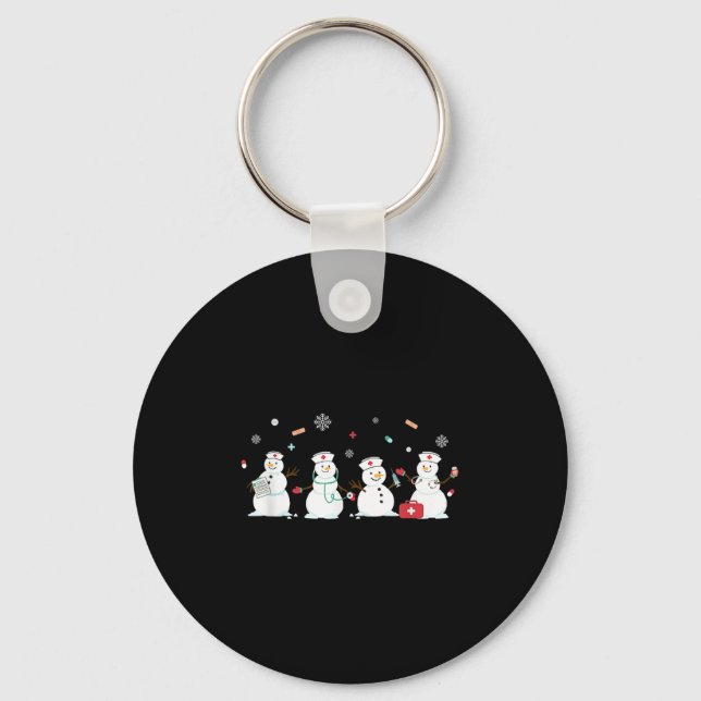 Funny Snowman Nurse Christmas Healthcare Holiday N Key Ring (Front)