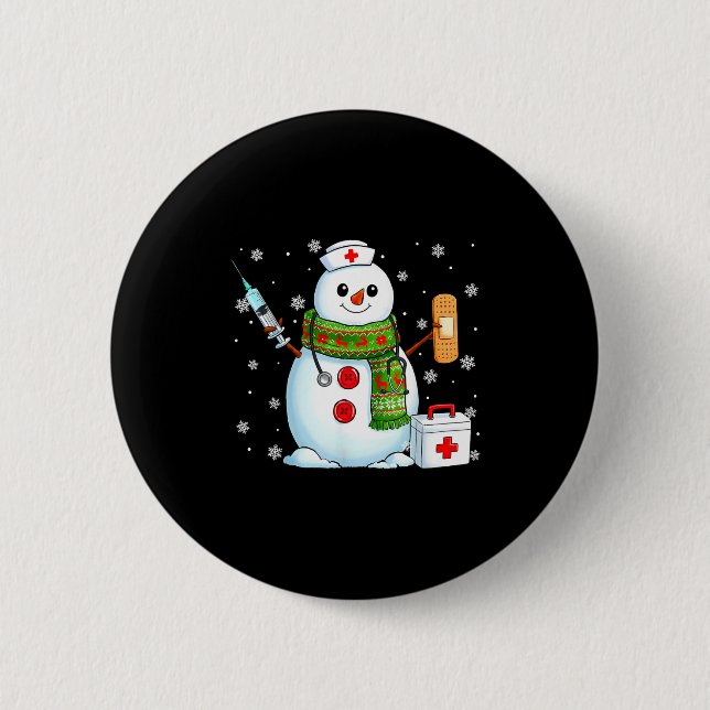 Funny Snowman Nurse Pjs Pajamas Christmas Xmas Wom 6 Cm Round Badge (Front)